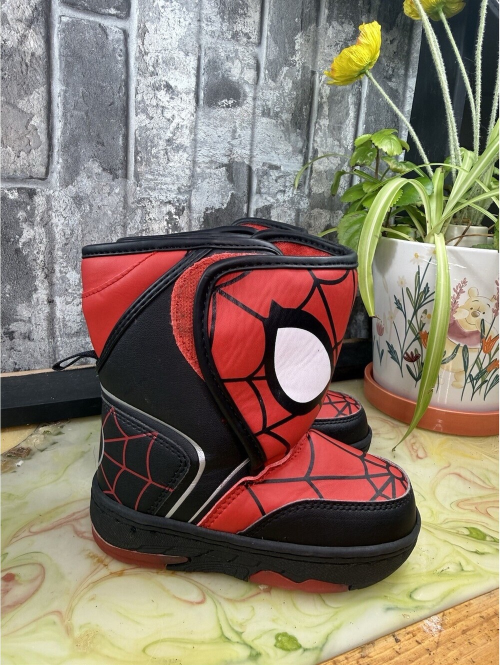 Marvel Spider-Man Kids Red/Black Synthetic Ankle Boots Round Toe US 7 - Picture 3 of 6